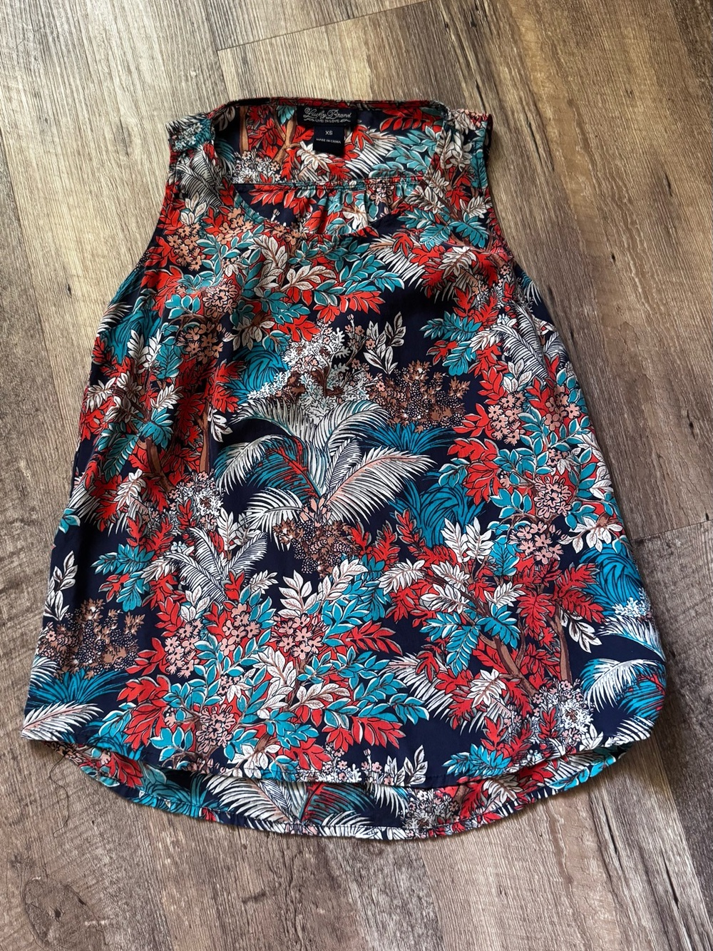 Lucky Brand Tropical Floral Sleeveless Tank - Navy, Teal, Burnt orange XS